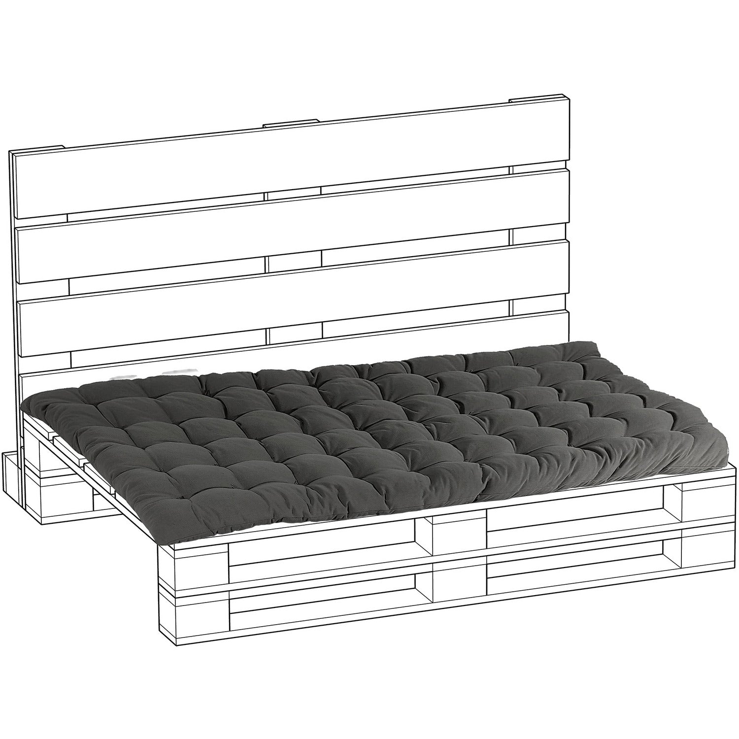 VESTIAMO CASA - Cuscino seduta Pallet grigio scuro - 120x80 cm spessore 5 cm